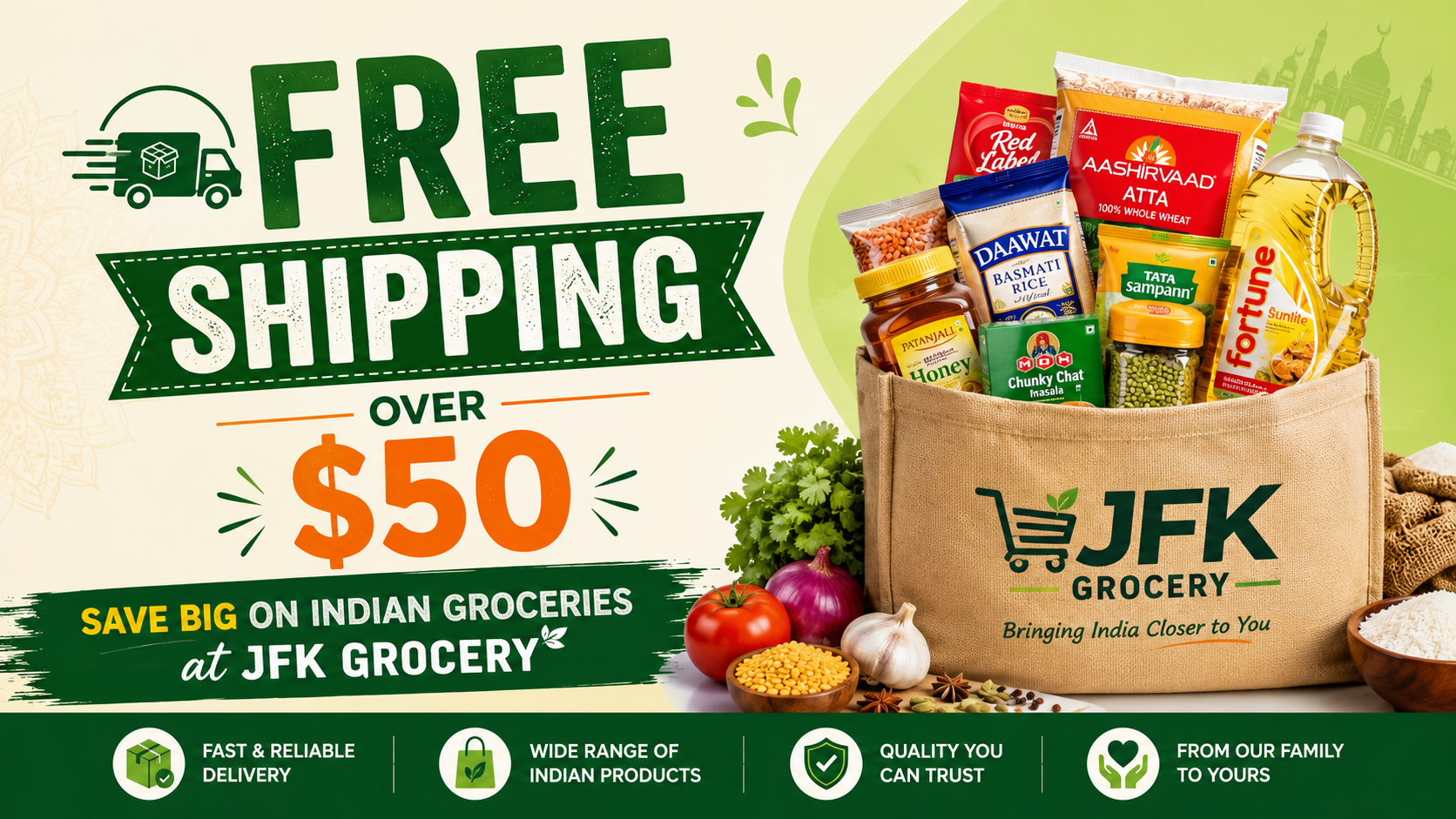 Free Shipping Over $50: Save Big on Indian Groceries at JFK Grocery