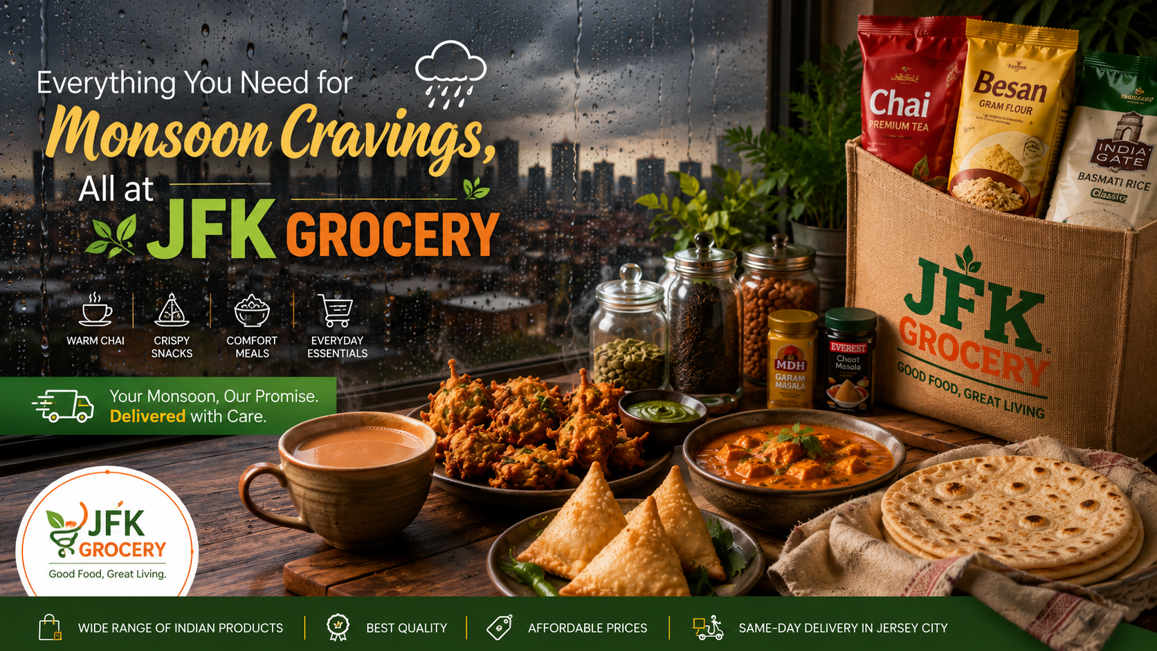 Monsoon Cravings: 7 Indian Comfort Foods You Need in Your Jersey City Pantry