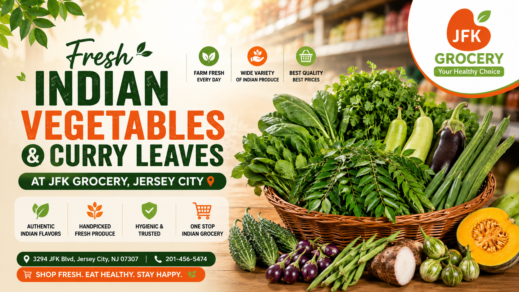 Fresh Indian Vegetables &amp; Curry Leaves at JFK Grocery, Jersey City